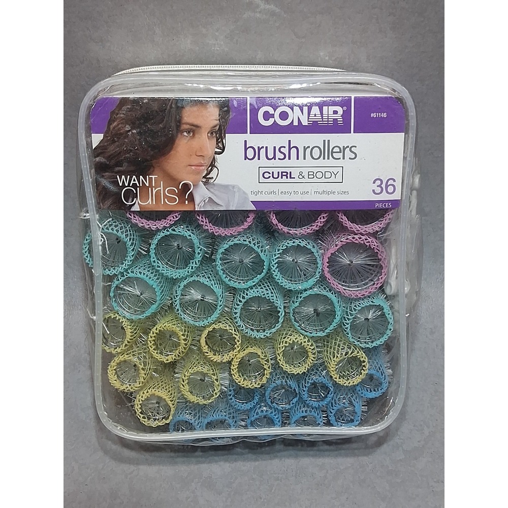 CONAIR Brush Roller Set CURL & BODY 36-Piece 4 Sizes Incl Pins 61146
